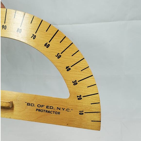 Vintage Wooden Classroom Protractor Bd. of Ed. NYC Large 16inch - Picture 3 of 4